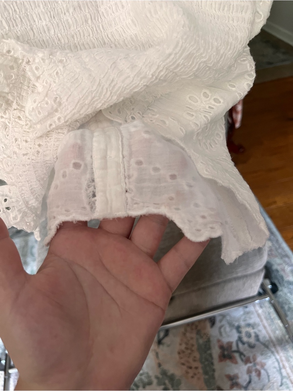 White Eyelet Lace Button-Front Camisole - Picture 7 of 8